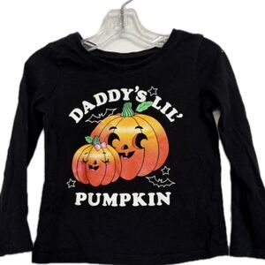 👛10/20$ Place Black Long Sleeve Tee with Pumpkin Design